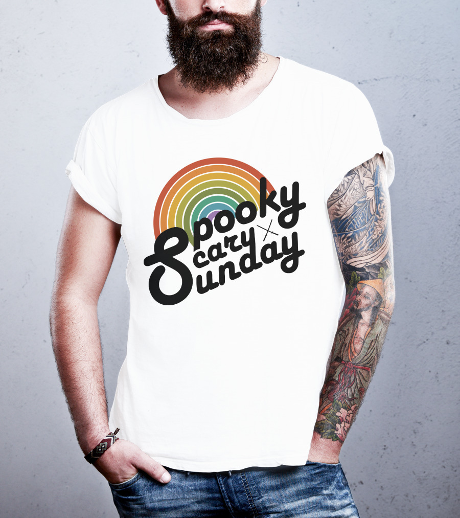 CoryxKenshin Spooky Scary Sunday Retro Rainbow T-Shirt