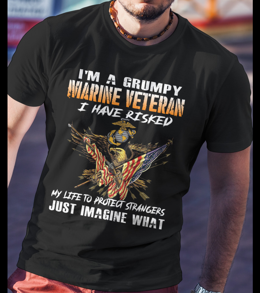 I'm A Grumpy Marine Veteran I Have Risked My Life To Protect Strangers Just Imagine What T-Shirt