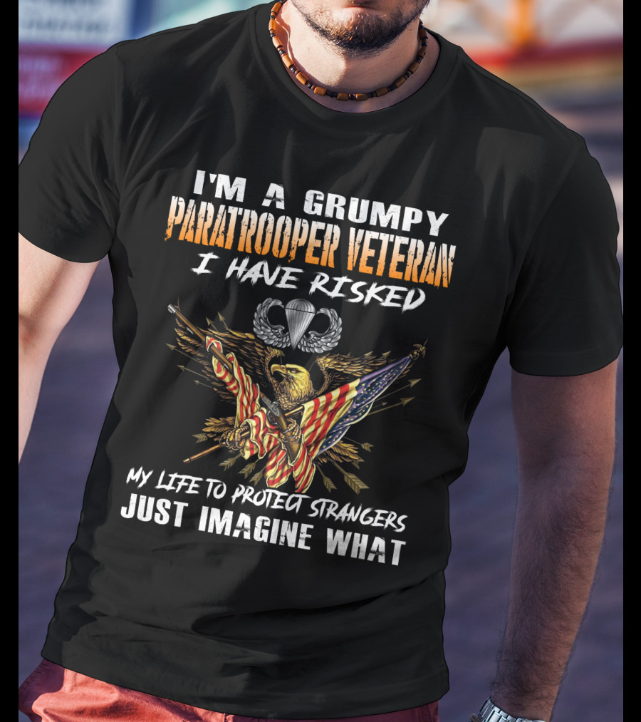 I'm A Grumpy Paratrooper Veteran I Have Risked My Life To Protect Strangers Just Imagine What T-Shirt