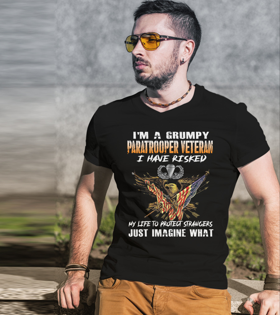 I'm A Grumpy Paratrooper Veteran I Have Risked My Life To Protect Strangers Just Imagine What T-Shirt