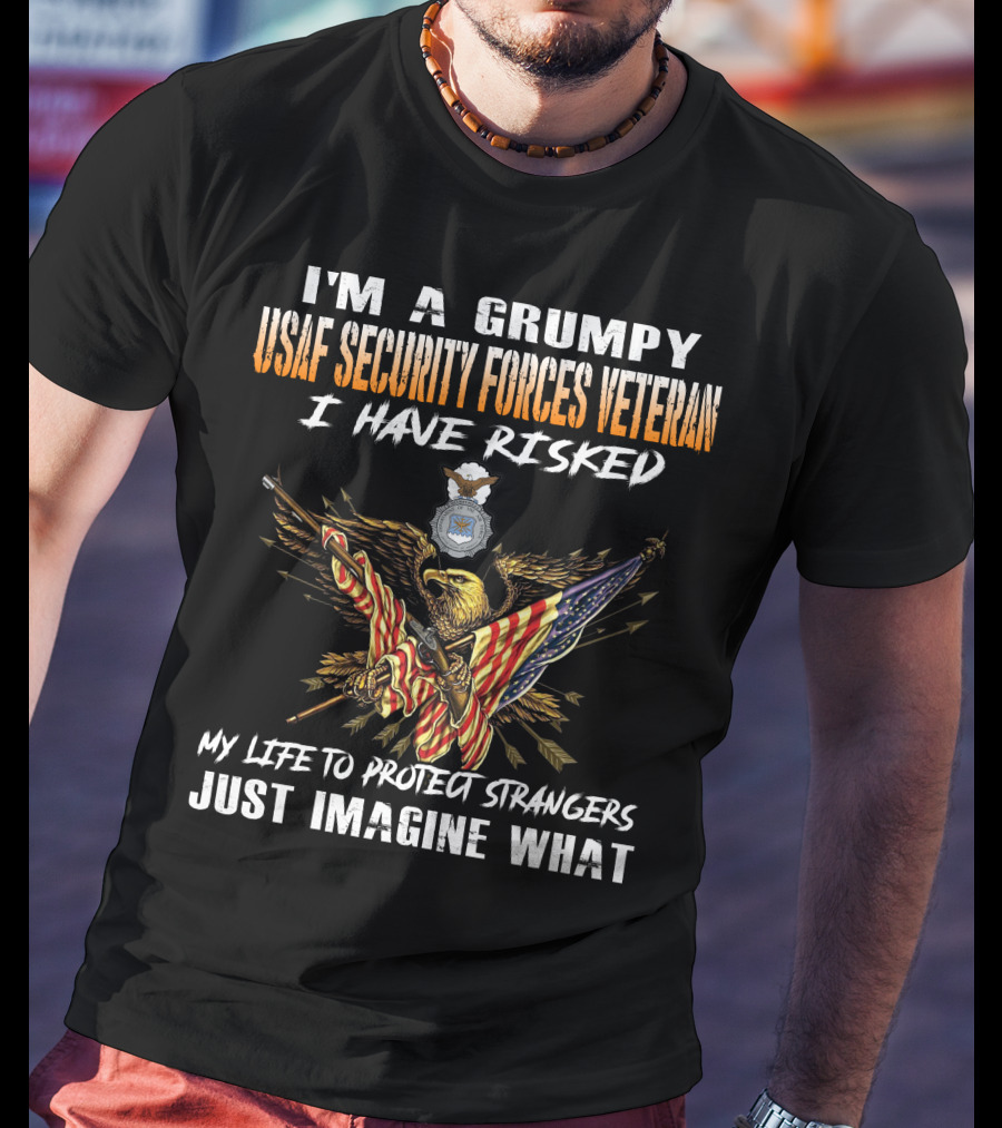 I'm A Grumpy Usaf Security Forces Veteran I Have Risked My Life To Protect Strangers Just Imagine What T-Shirt