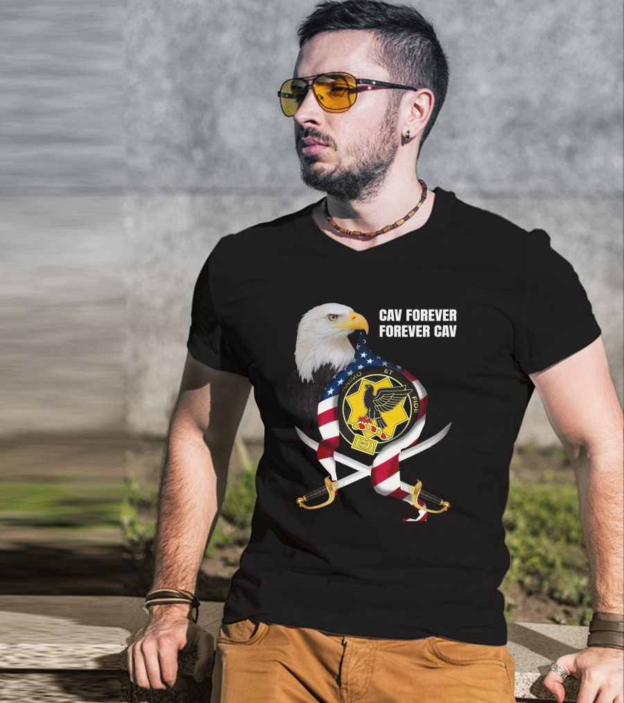Cav Forever Animus Et Fide Bald Eagle American Patriotism T-Shirt