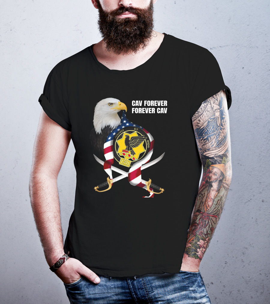 Cav Forever Animus Et Fide Bald Eagle American Patriotism T-Shirt