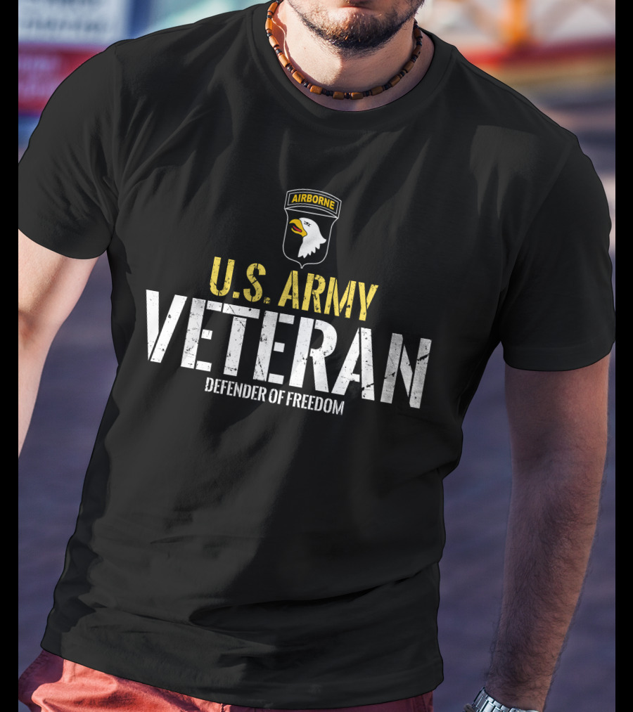 U.s. Army Airborne Veteran Defender Of Freedom T-Shirt