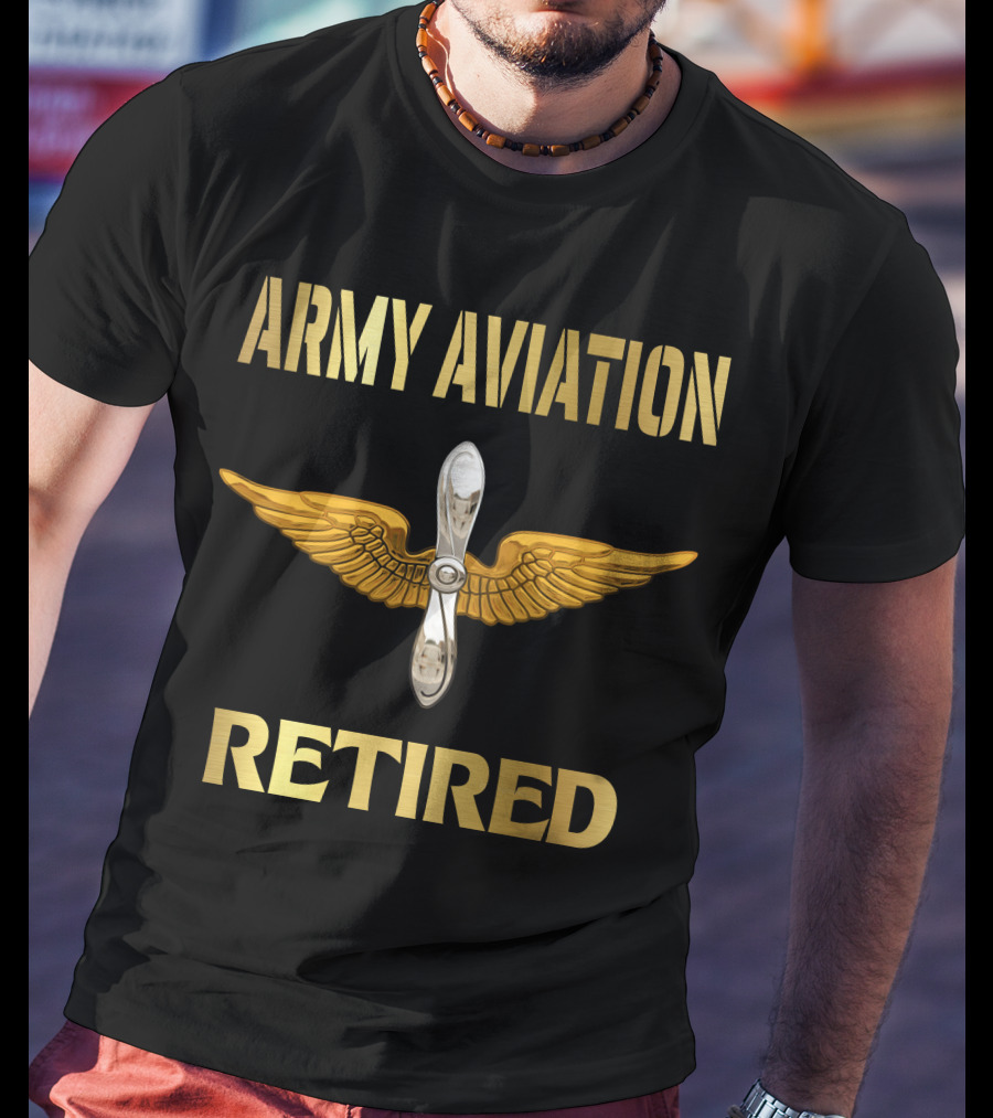 Army Aviation Retired Propeller Wings T-Shirt