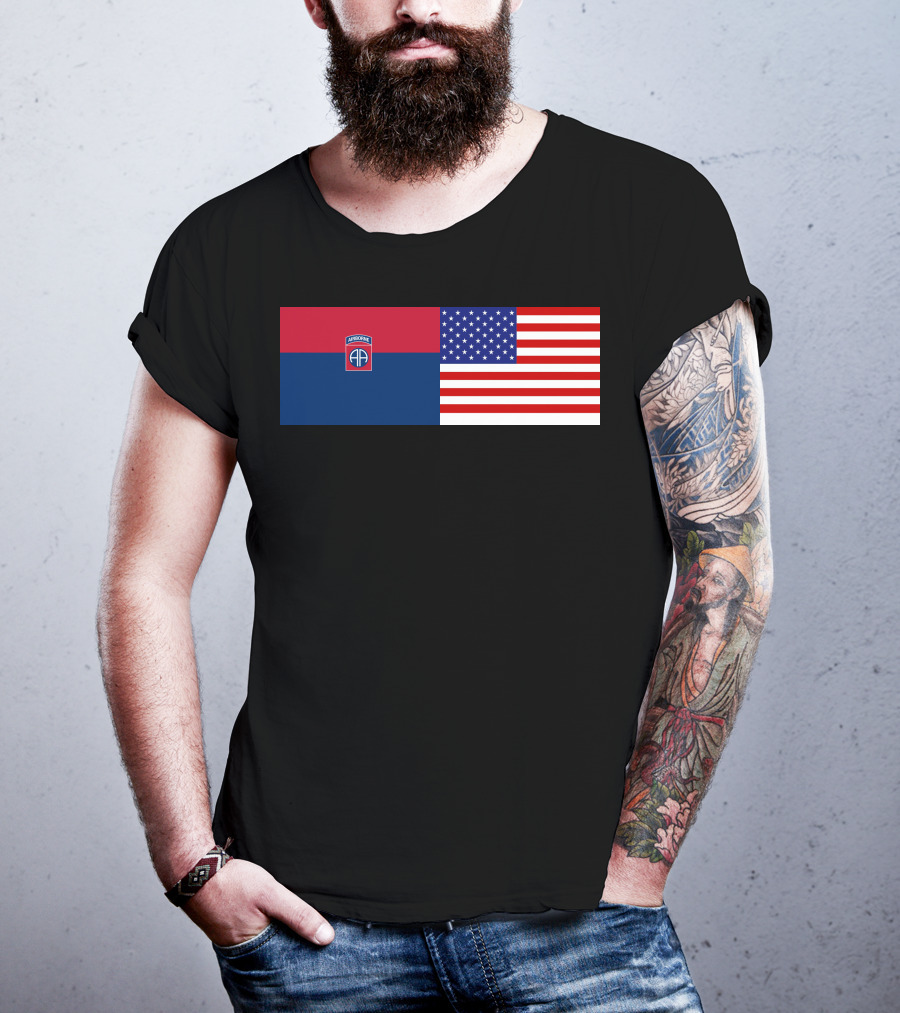 82Nd Airborne Division And American Flag Hklkh1 T-Shirt