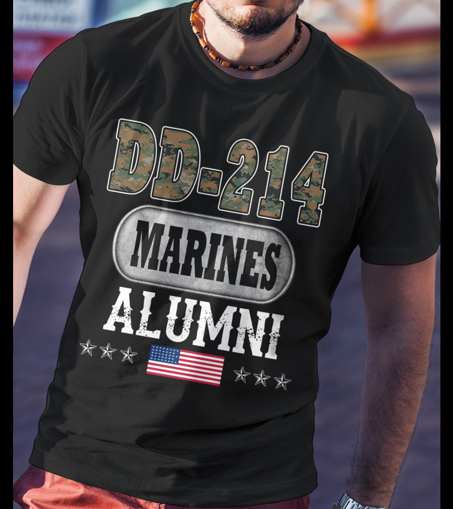 Dd-214 Marines Alumni American Flag Stars T-Shirt