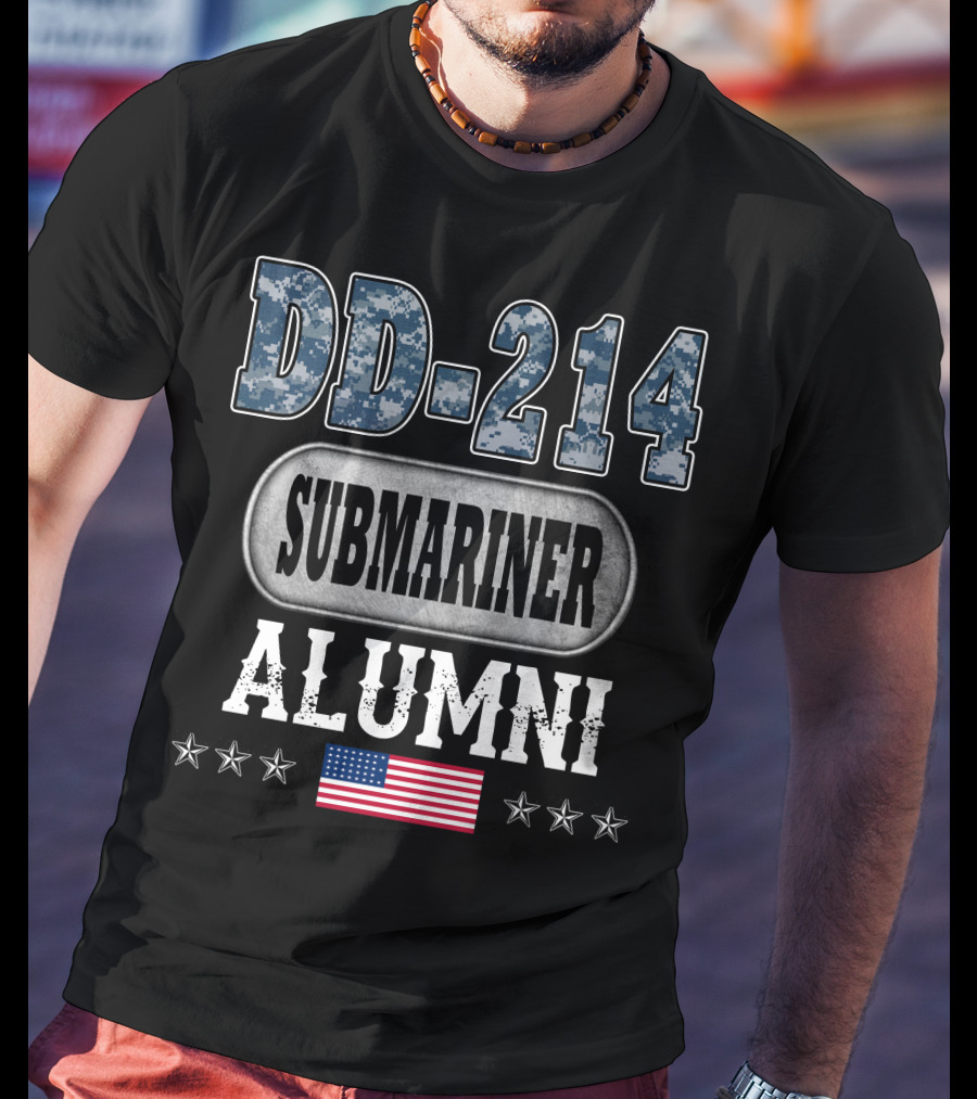 Dd-214 Submariner Alumni American Flag Stars T-Shirt