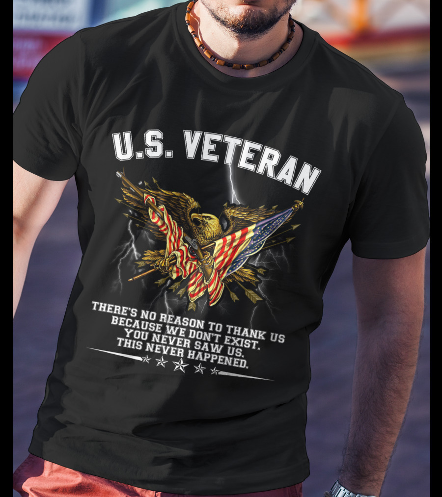 U.s. Veteran Eagle American Flag Patriotic Military Tribute T-Shirt