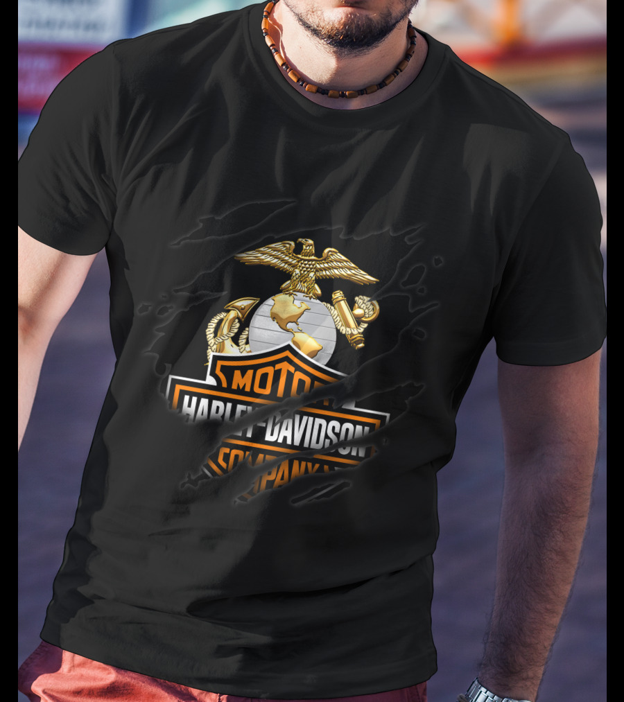 Harley Davidson Marine Corps Emblem Hybrid T-Shirt