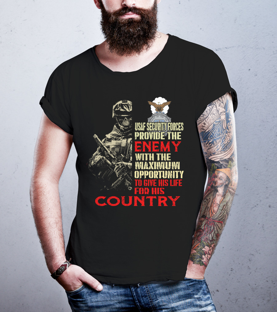 Usaf Security Forces Enemy Maximum Opportunity Country T-Shirt