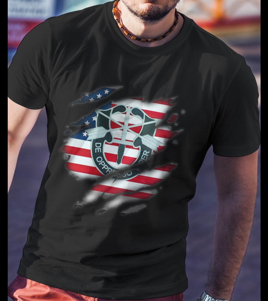 De Oppresso Liber American Flag Special Forces Hlkh148 T-Shirt