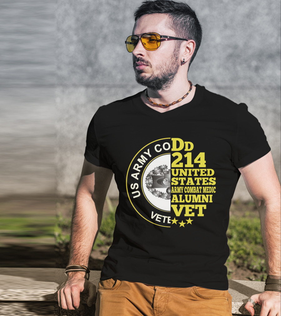 Dd 214 United States Army Combat Medic Alumni Vet Us Army Combat Veteran T-Shirt