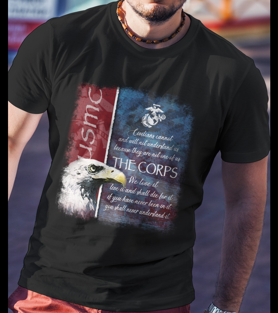 Usmc Marines The Corps Eagle Quote Semper Fidelis T-Shirt