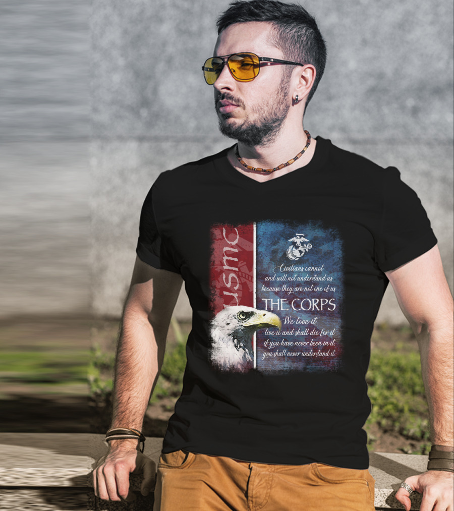 Usmc Marines The Corps Eagle Quote Semper Fidelis T-Shirt