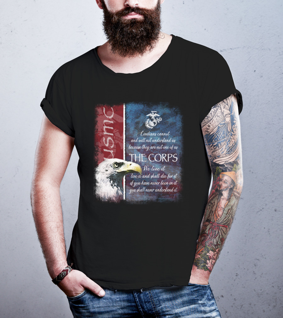 Usmc Marines The Corps Eagle Quote Semper Fidelis T-Shirt