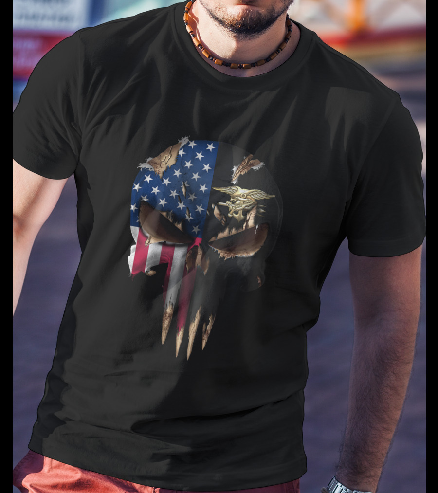 Punisher Skull American Flag Navy Seals T-Shirt