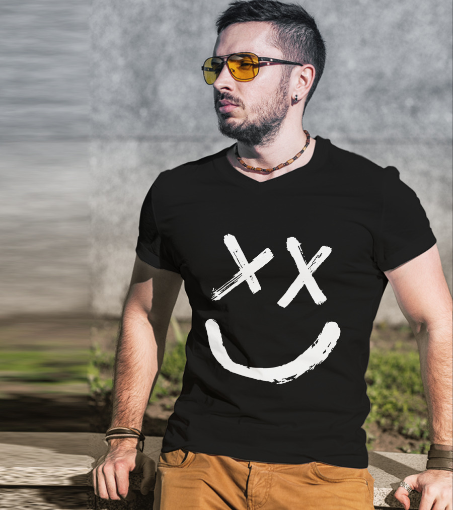 Reverse Smile Distressed Face T-Shirt