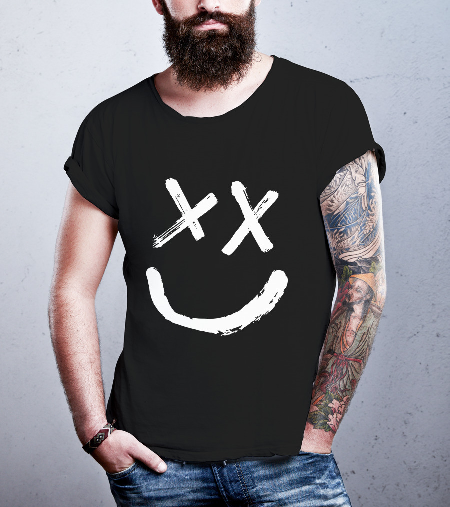 Reverse Smile Distressed Face T-Shirt
