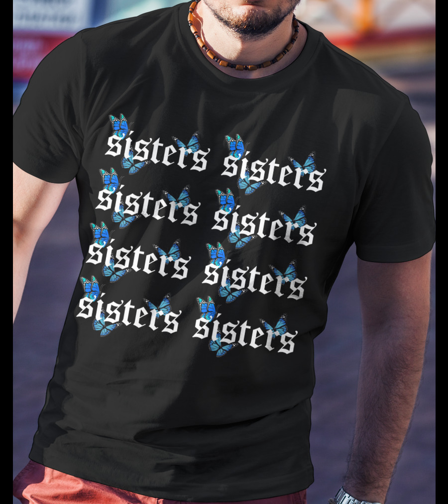 Sisters Blue Butterfly Pattern James Charles T-Shirt