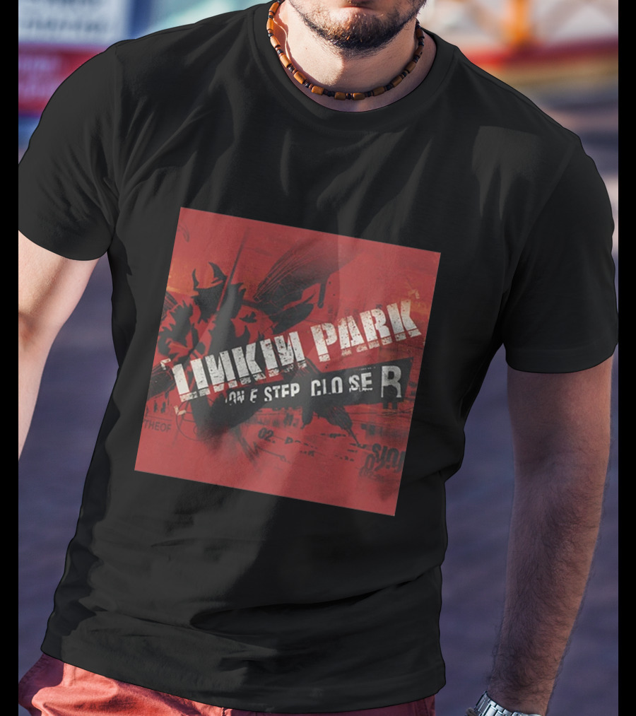 Linkin Park One Step Closer Single Red Grunge Background T-Shirt