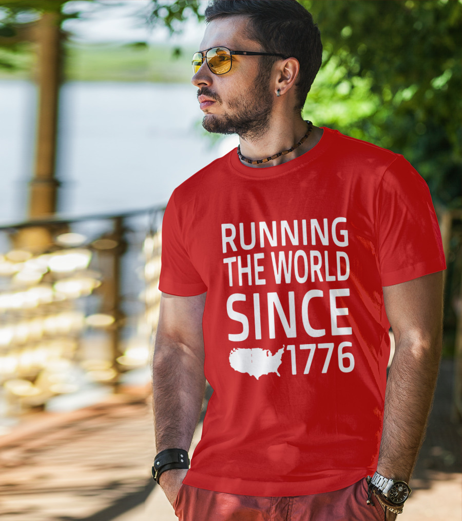 Running The World Since 1776 USA Map T-Shirt