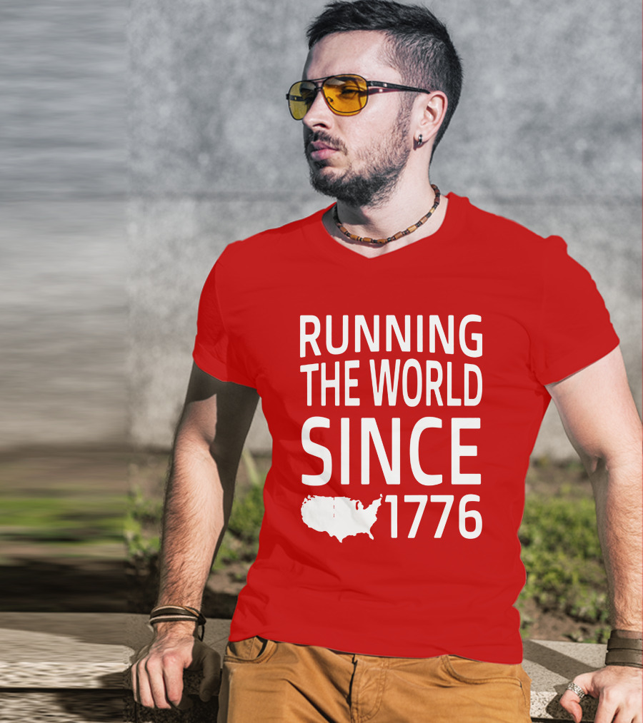 Running The World Since 1776 USA Map T-Shirt