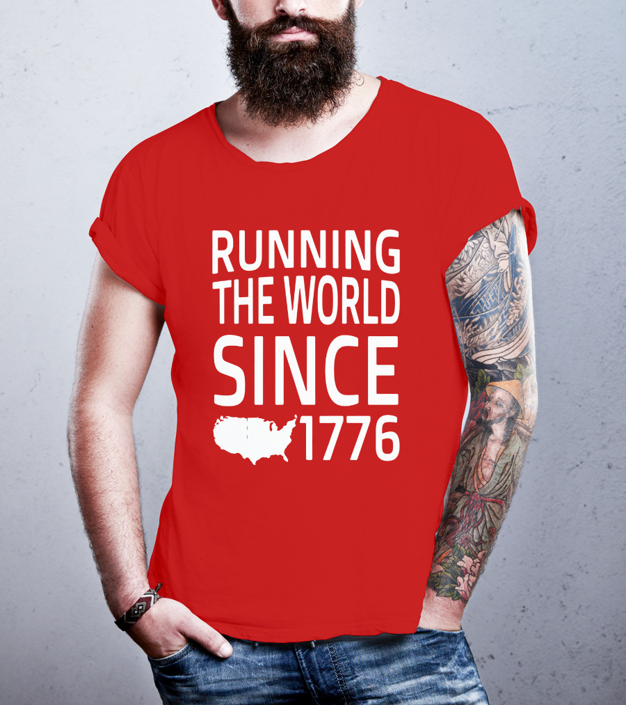 Running The World Since 1776 USA Map T-Shirt