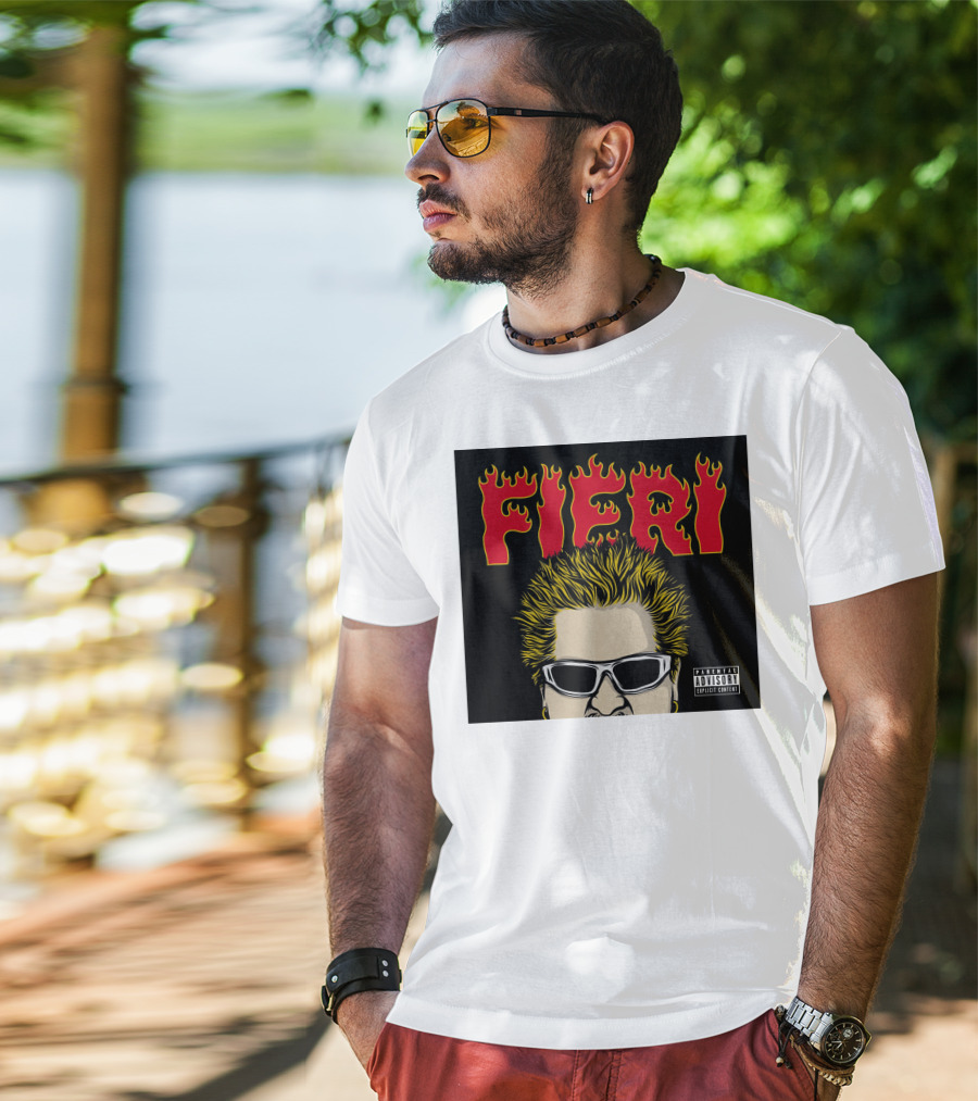 Fieri Flavortown Guyfieristore Merch Retro Flames Sunglasses T-Shirt