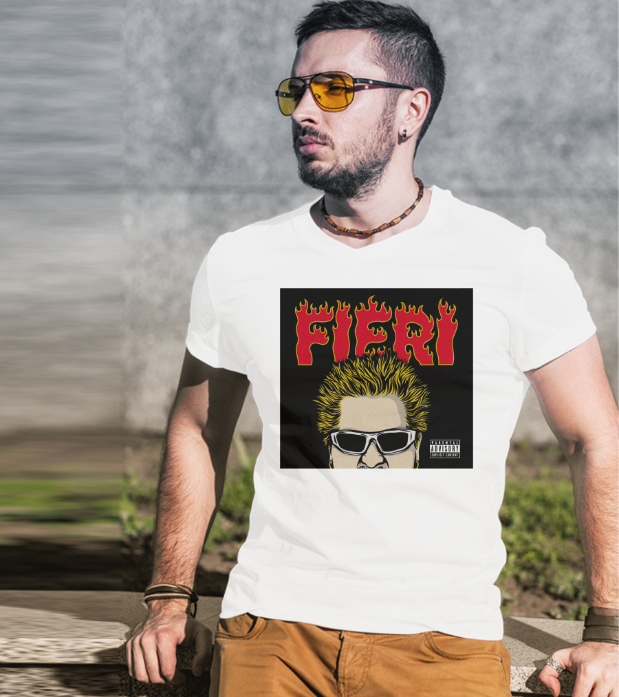 Fieri Flavortown Guyfieristore Merch Retro Flames Sunglasses T-Shirt
