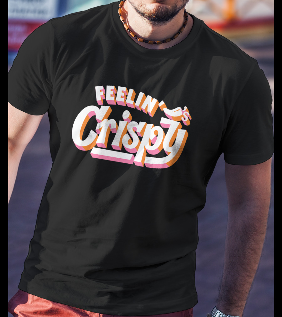 Feelin's Crispy Vibrant 3D Text Logo Beer Bar T-Shirt