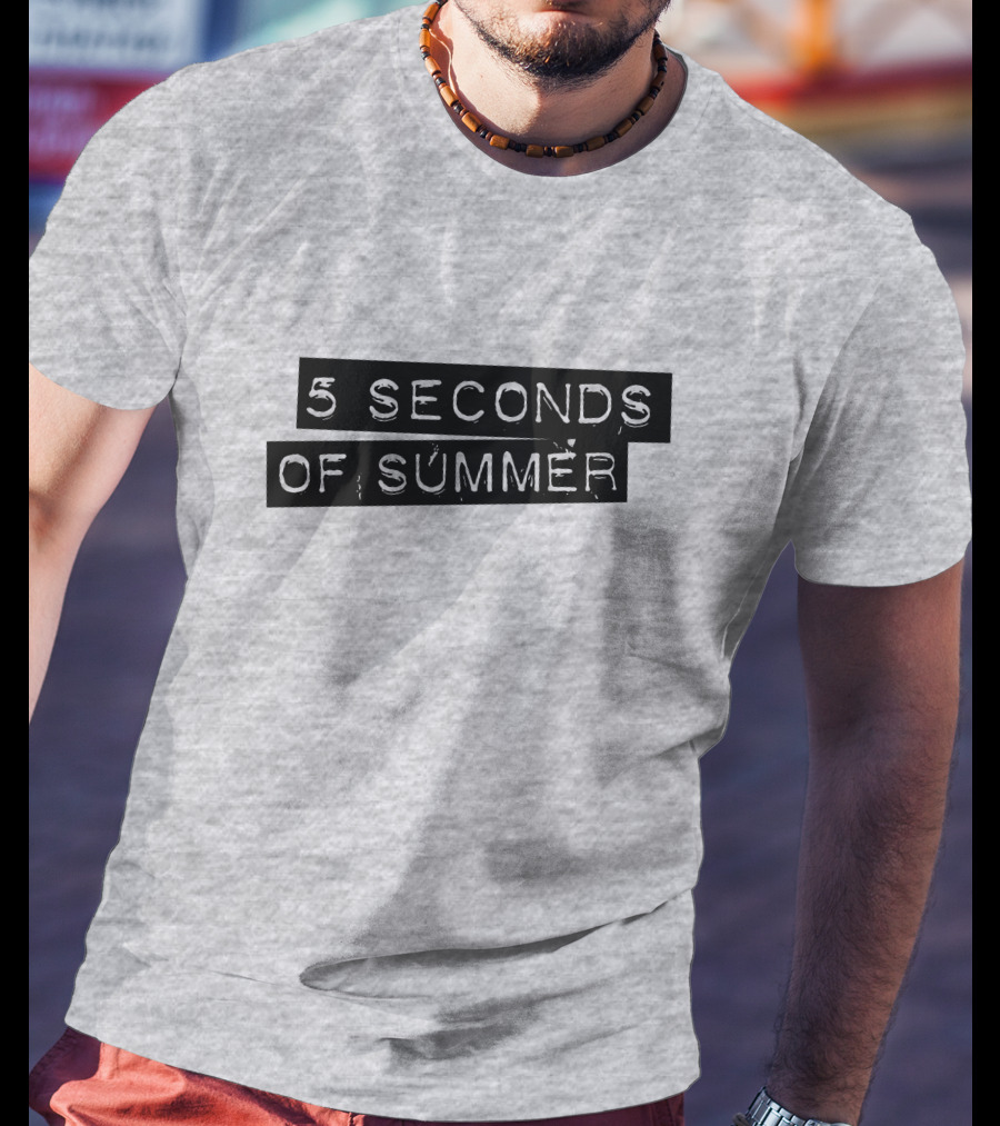 5 Seconds Of Summer Draped Black Text On Grey Background T-Shirt