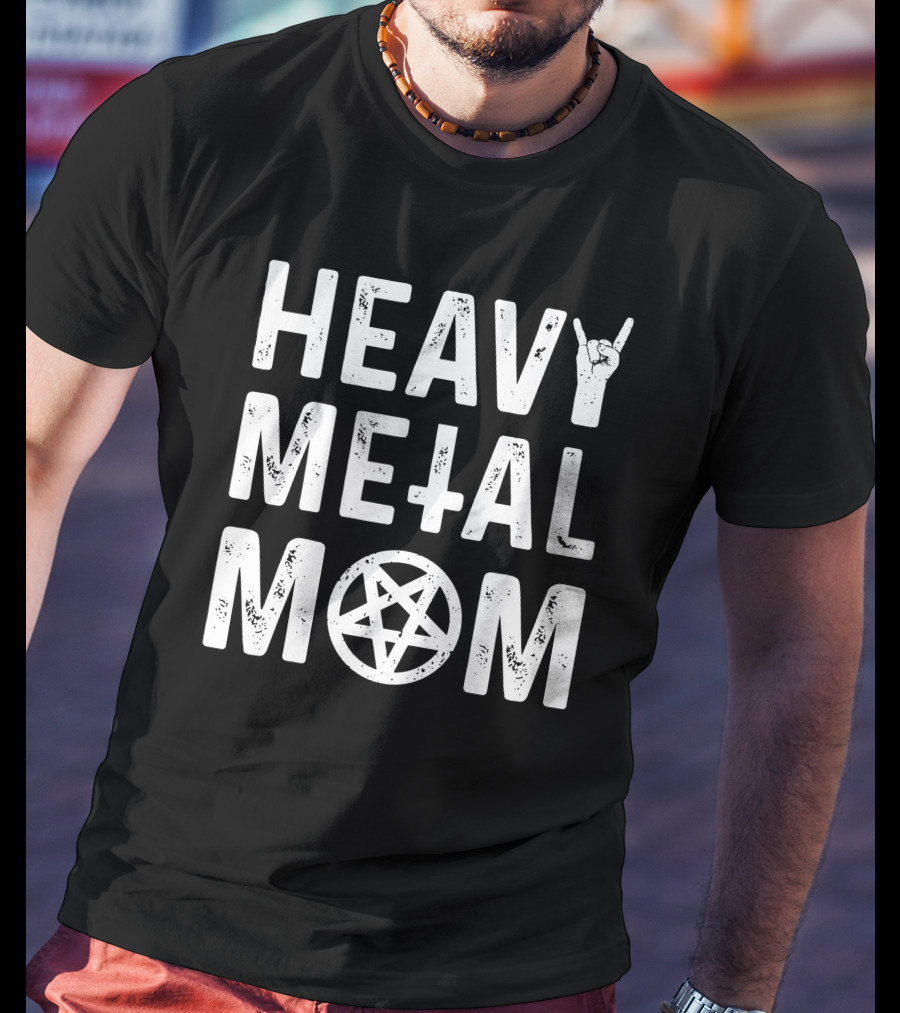 Teedep Store Cassandra L. Thompson Heavy Metal Mom Rock Sign Pentagram T-Shirt