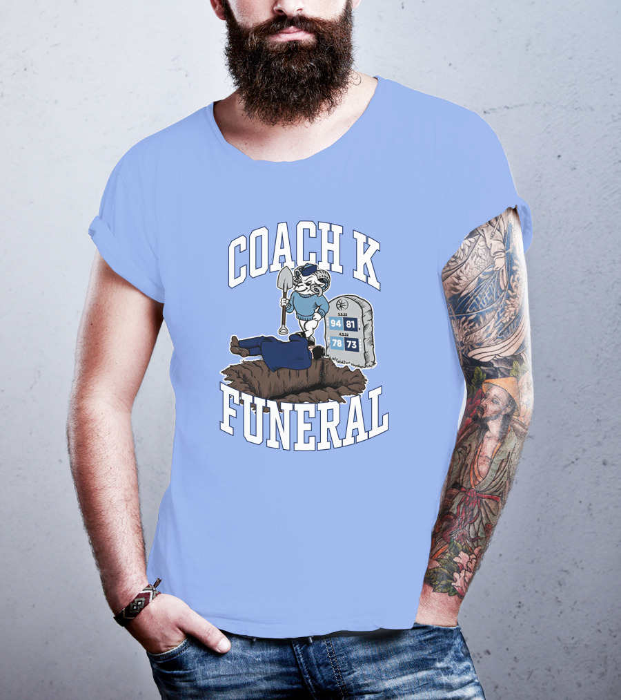 Coach K Funeral Blue Devil Gravesite Shovel Tombstone Basketball Numbers T-Shirt
