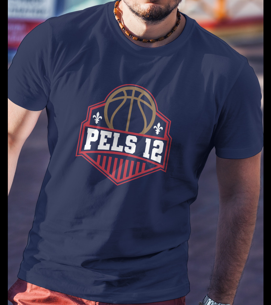 Pels 12 Basketball Fleur-de-lis Emblem T-Shirt