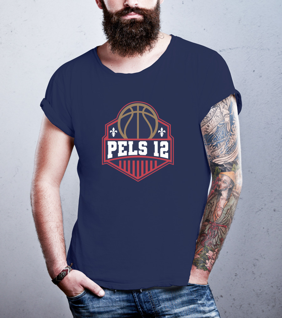 Pels 12 Basketball Fleur-de-lis Emblem T-Shirt