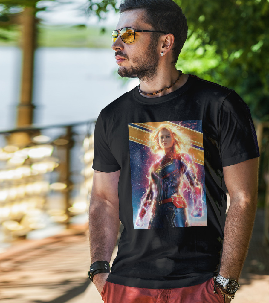Captain Marvel Shining Heroic Power Cosmic Energy T-Shirt