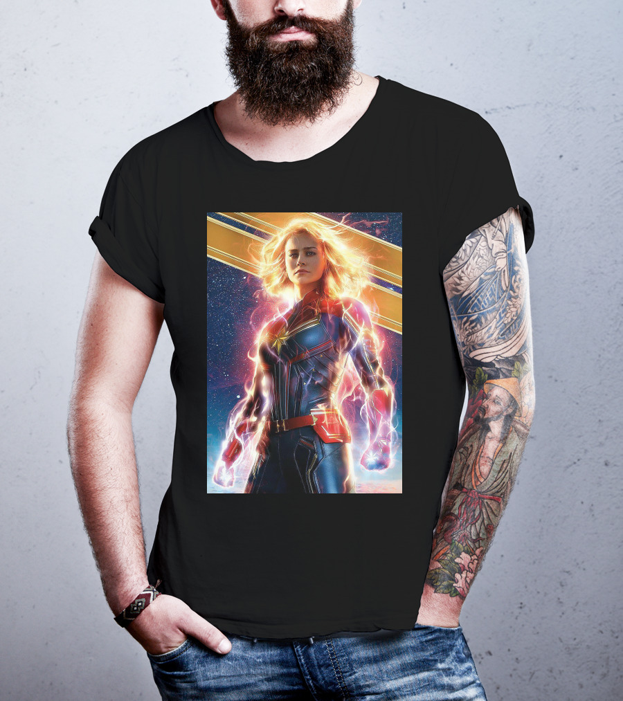 Captain Marvel Shining Heroic Power Cosmic Energy T-Shirt