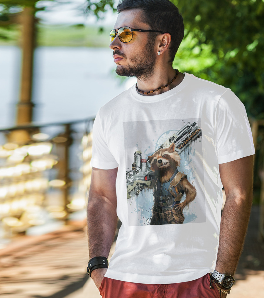 Rocket Raccoon Guardians Of The Galaxy Gun T-Shirt