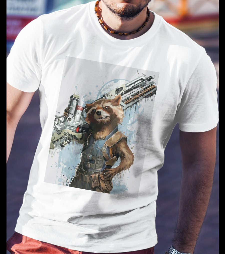 Rocket Raccoon Guardians Of The Galaxy Gun T-Shirt