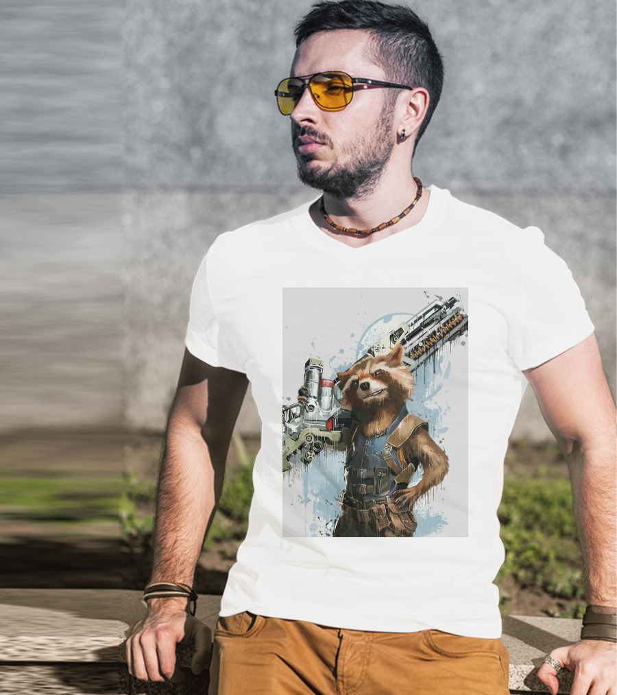 Rocket Raccoon Guardians Of The Galaxy Gun T-Shirt