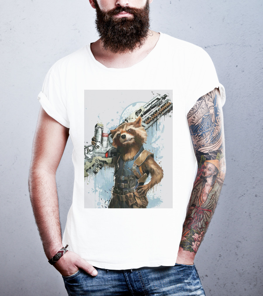 Rocket Raccoon Guardians Of The Galaxy Gun T-Shirt