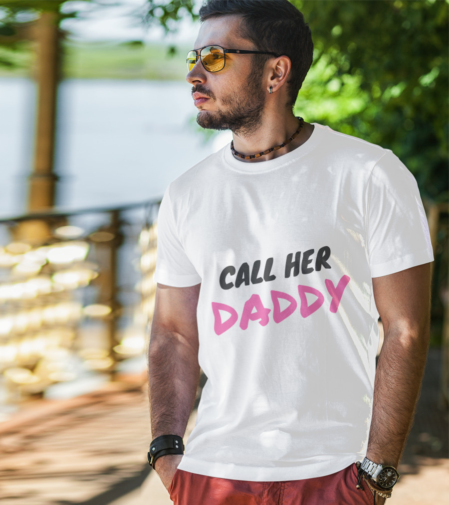Call Her Daddy Text Pink And Black T-Shirt