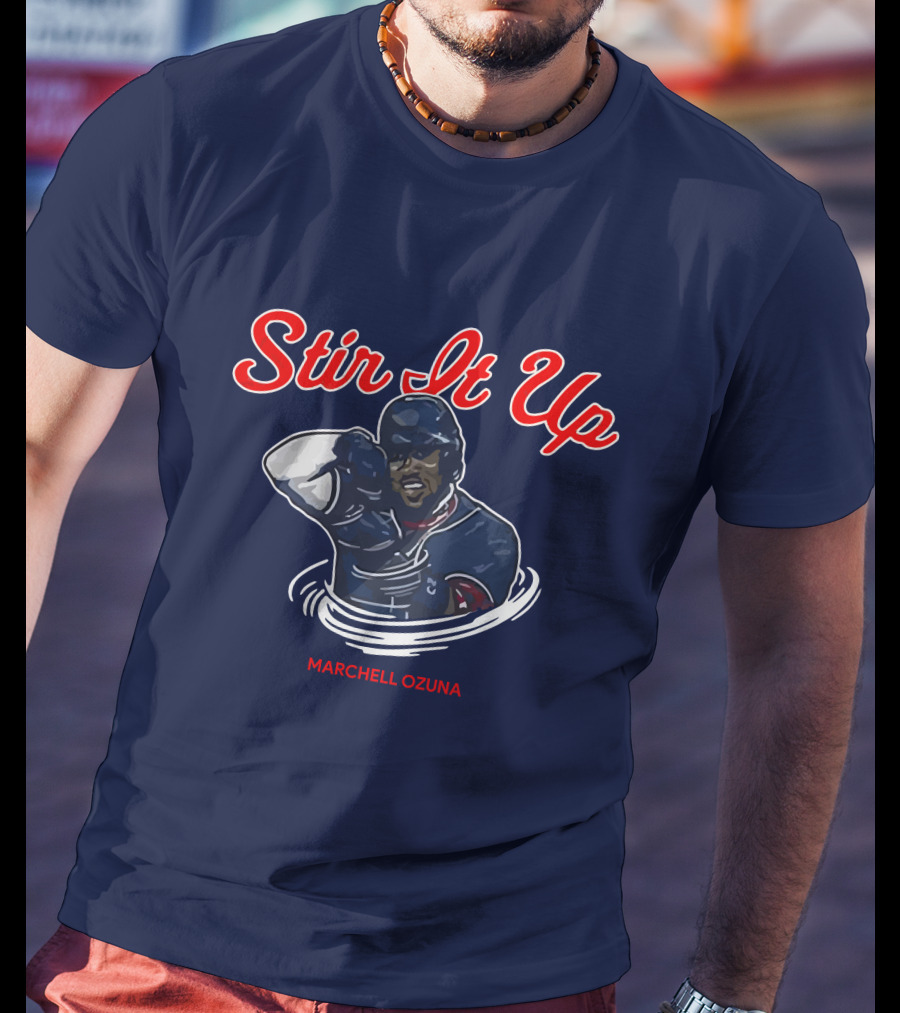 Stir It Up Marcell Ozuna Baseball Action Graphics T-Shirt