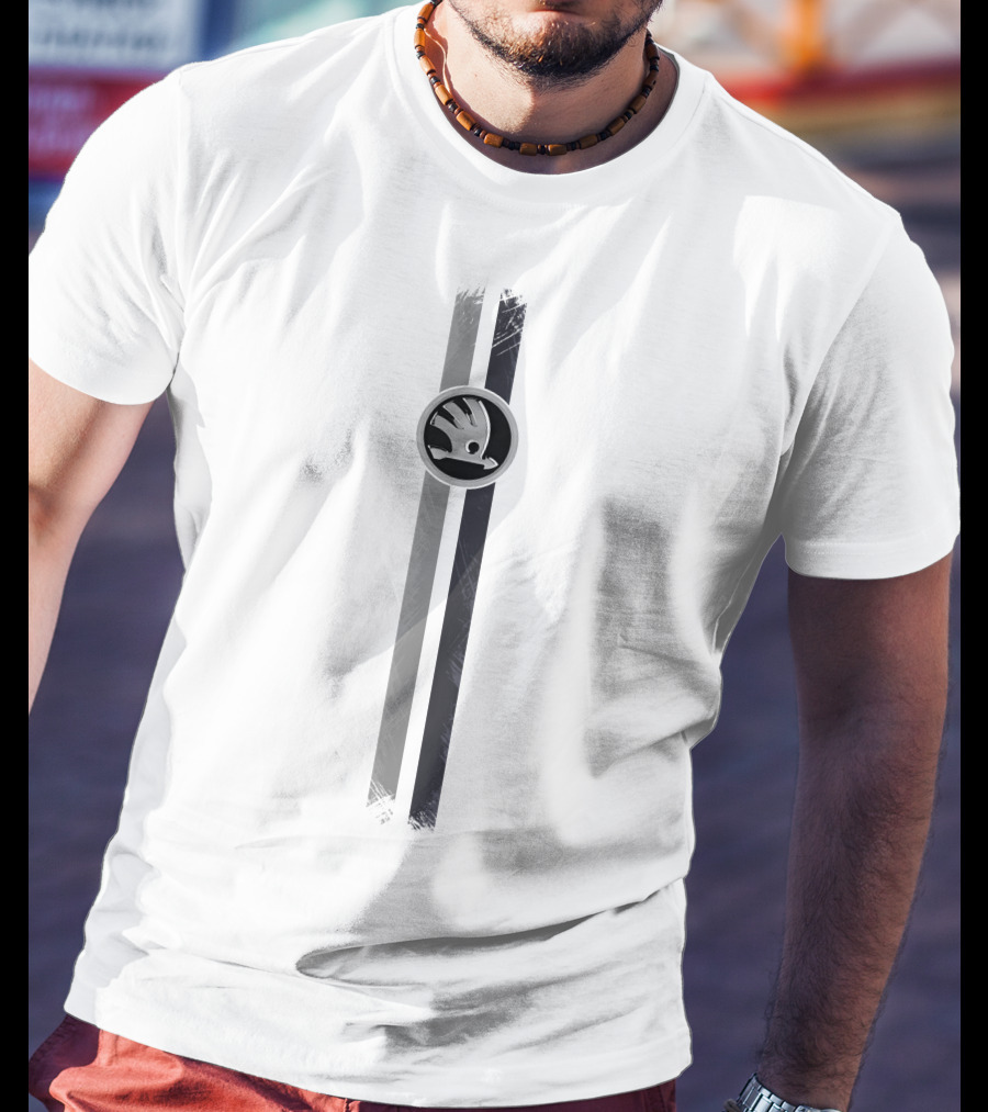 Skoda Superb Logo Iconic Emblem Vertical Stripe T-Shirt