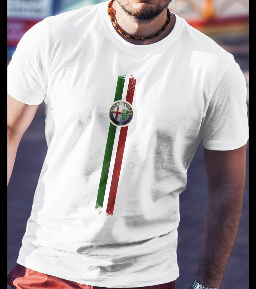 Alfa Romeo Logo With Italian Stripes T-Shirt