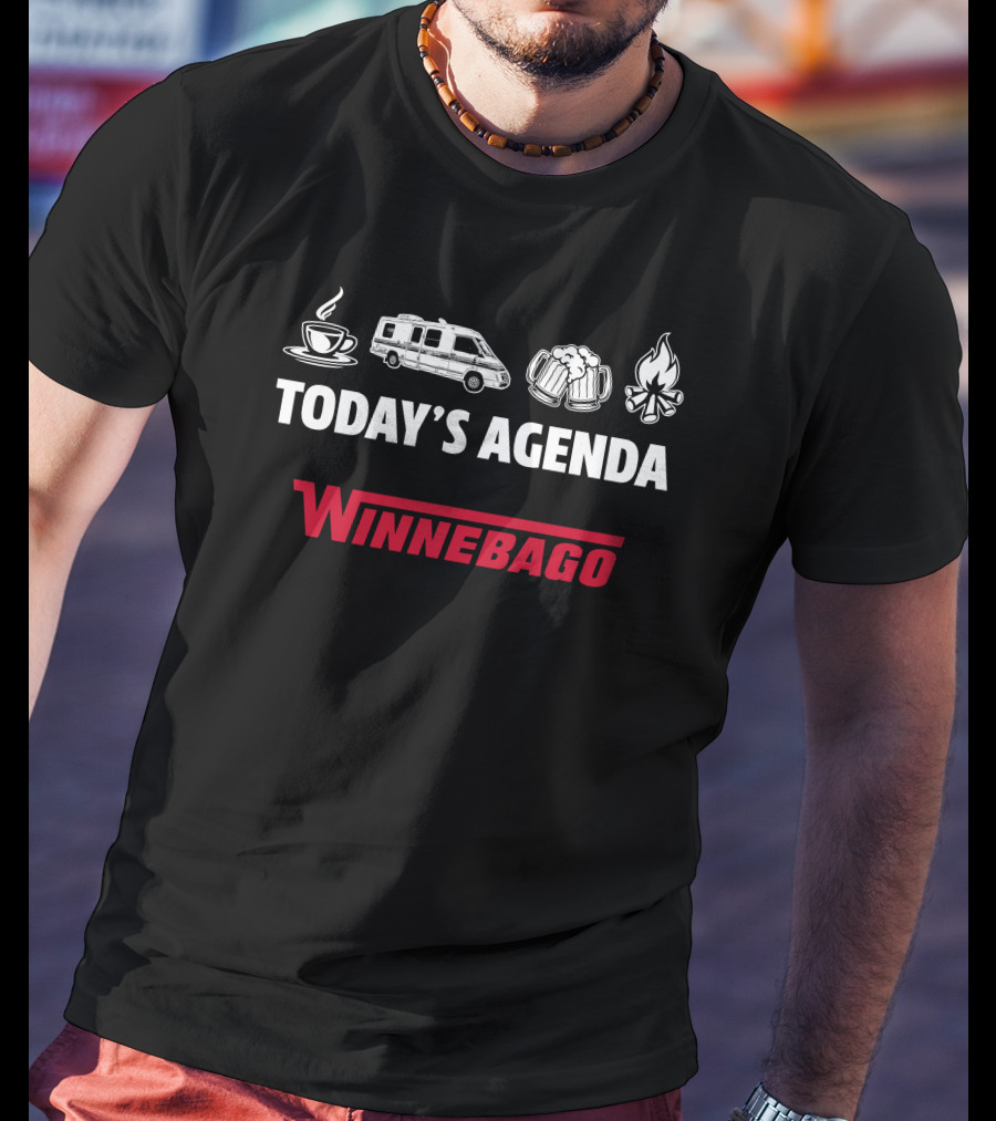 Today's Agenda Coffee Camper Beer Campfire Winnebago T-Shirt