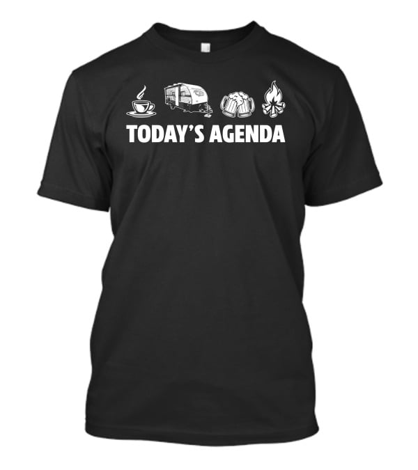 Today's Agenda Coffee RV Beer Campfire Wolf Pup T-Shirt