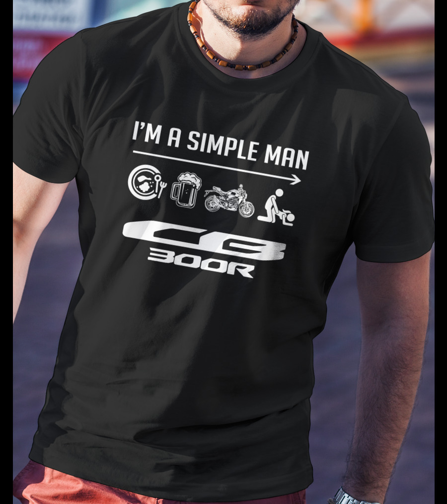 I'M A SIMPLE MAN CB300R Food Beer Motorcycle Icons T-Shirt