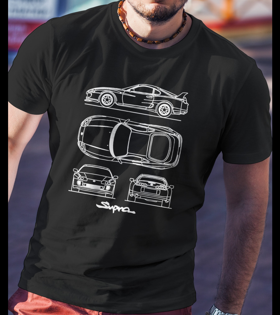 Toyota Supra Line Art Blueprint T-Shirt